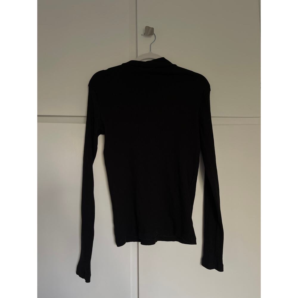 Uniqlo — Black Ribbed High Neck T-Shirt Long Sleeve — Women's Size Small NWT NEW - Picture 6 of 16